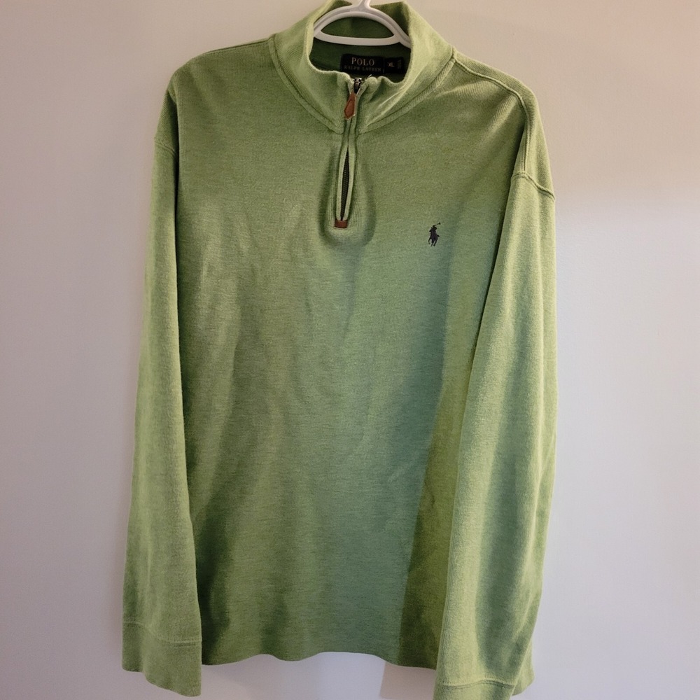 Polo Ralph Lauren 1/4 Zip Pullover Men's Size XL Green Pony Long Sleeve